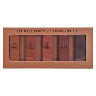 3ce - Mood Recipe Lip Color Mini Kit: Matte Lip Color #114 Rows + #115 Muss + #116 Inked Heart + #117 Chicful+ #909 Smoked Rose (5pcs) 1.3g X 5pcs
