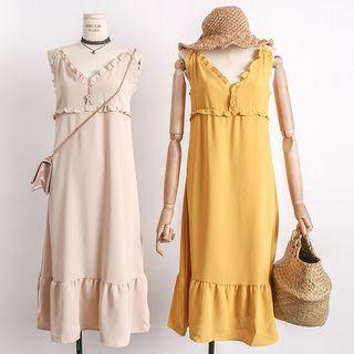 Ruffled-trim Sleeveless Mermaid Dress