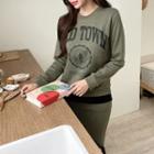 Letter Sweatshirt & Long Sweat Skirt Set