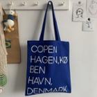 Lettering Canvas Shopper Bag Blue - One Size