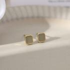 Square Alloy Earring 1 Pair - Green & Gold - One Size