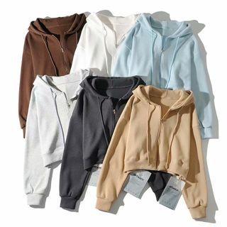 Long Sleeve Plain Zip-up Jacket