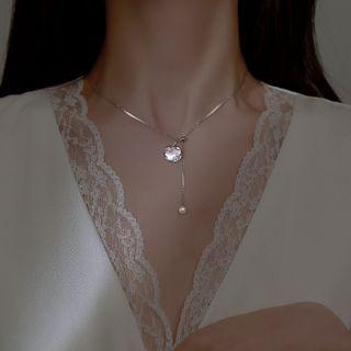 Faux Pearl Pendant Sterling Silver Choker