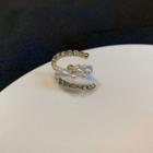 Rhinestone Faux Pearl Layered Cuff Earring 1 Piece - Gold - One Size