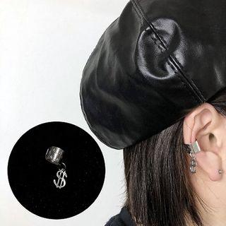 Stainless Steel Dollar Sign Cuff Earring Silver - One Size