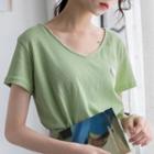 Faux Pearl Accent Short-sleeve T-shirt