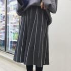 Set: Chunky Sweater + Striped A-line Knit Skirt