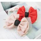 Lace Bow Hair Clip 02 - Watermelon Red - One Size
