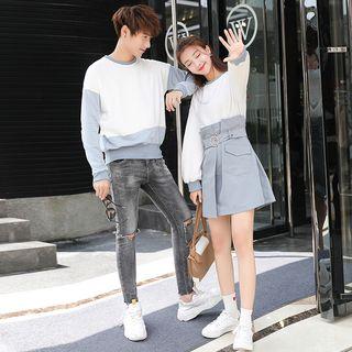 Couple Matching Two-tone Pullover / Mock Two-piece Dress