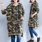 Camouflage Printed Long Zip Jacket