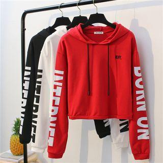 Cropped Letter Hooded Sweatshirt
