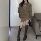 Heart Cutout Sweatshirt / Spaghetti Strap Dress