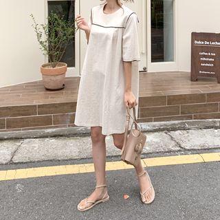 Sailor-collar Piped Mini Dress