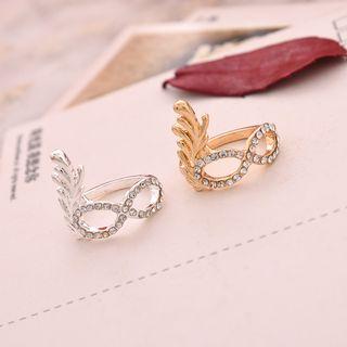 Rhinestone Mask Ring Gold - One Size