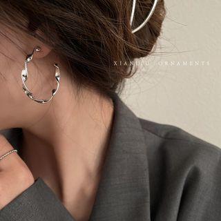 Twisted Half-hoop Earring 1 Pair - Silver - One Size