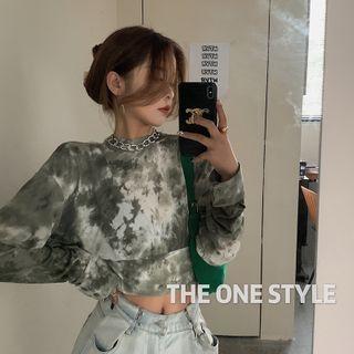 Dye Print Cropped Pullover