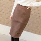 Wool Blend H-line Pencil Skirt