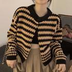 Two-tone Striped Cropped Cardigan
