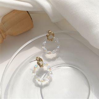 Faux Crystal Hoop Dangle Earring 1 Pair - Stud Earrings - Transparent - One Size
