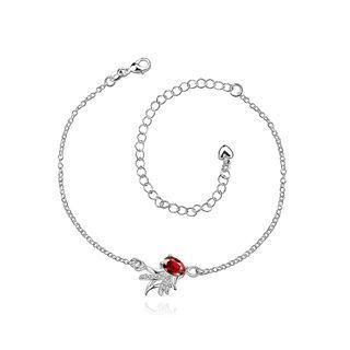Silver Plated Fashion Elegant Goldfish Cubic Red Zircon Anklet Silver - One Size
