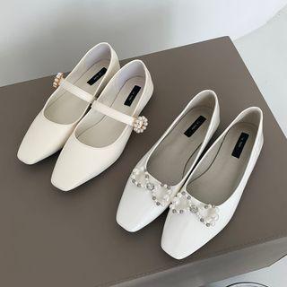 Faux Pearl Bow Mary Jane Shoes