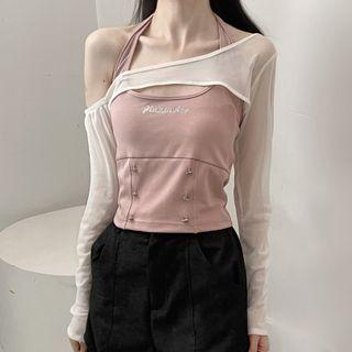 Lettering Camisole Top / Shrug / Shorts