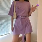 Set: Short-sleeve T-shirt Dress + Belt