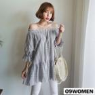Off-shoulder Check Blouse For Curvy Women