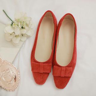 Bow-front Faux-suede Flats