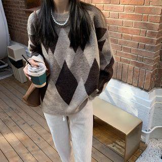 Argyle Sweater / Wide-leg Pants