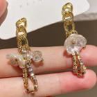 Flower Rhinestone Chain Alloy Dangle Earring 1 Pair - Silver Needle - Gold - One Size