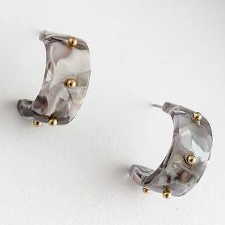 Alloy Open Hoop Earring 1 Pair - Gray - One Size