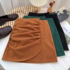 Asymmetrical Plain Ruffle A-line Skirt