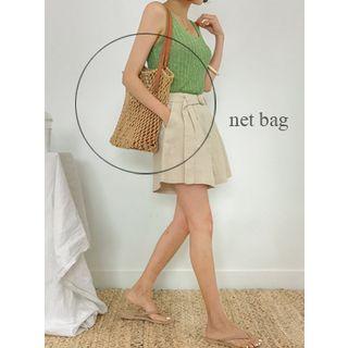 Faux-leather Woven Shopper Bag