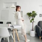 Open Back Striped Long-sleeve T-shirt Dress