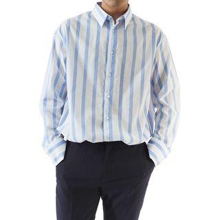 Plus Size Dip-back Striped Shirt