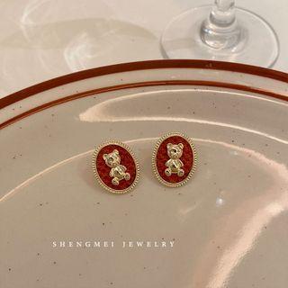 Bear Stud Earring 1 Pair - Gold - One Size
