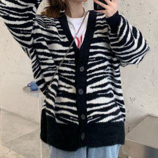 Zebra Cardigan Zebra Printed - Black & White - One Size