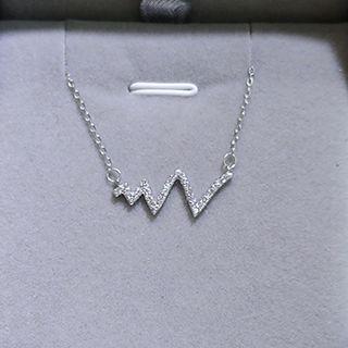 Cz Heartbeat Necklace Silver - One Size