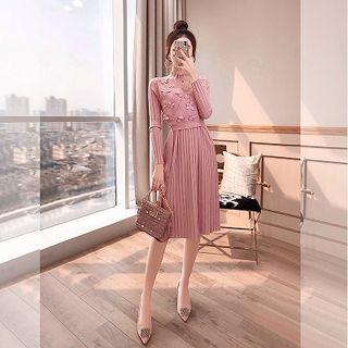 Long-sleeve Butterfly Accent Knit Dress