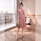Long-sleeve Butterfly Accent Knit Dress