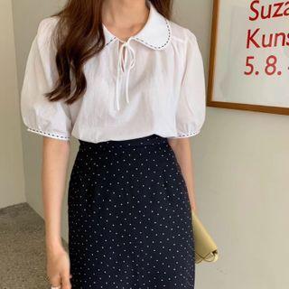 Sailor Collar Puff-sleeve Top