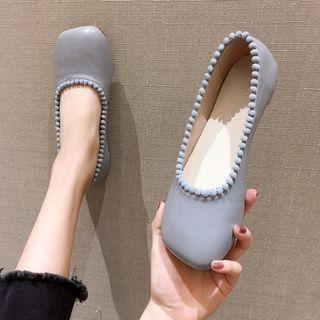 Faux-leather Lace-trim Flats