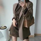 Leopard Print Mock Neck Long Sleeve Dress