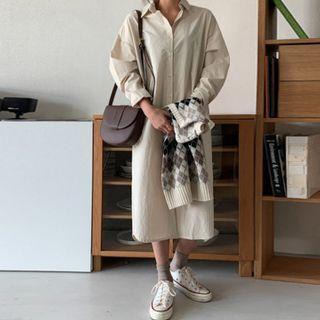 Colored Long Cotton Shirtdress