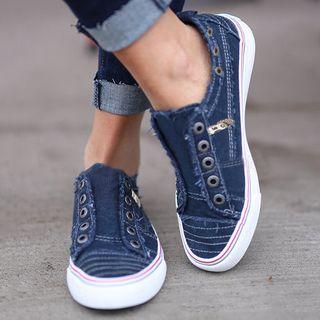 Denim Frayed Sneakers