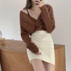 Twisted Sweater / Mini A-line Skirt