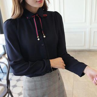 Beribboned Puff-sleeve Shirt
