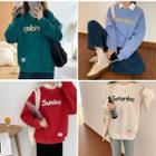 Round-neck Lettering Embroidered Sweatshirt