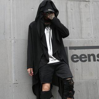 Open Front Asymmetrical Light Jacket Black - One Size